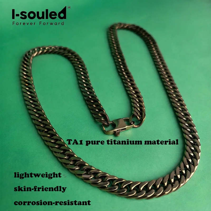 9.5mm TA1 Pure Titanium Bronze Double Row Saddle Chain Necklace, Lightweight and Skin Friendly, Trendy and Stylish