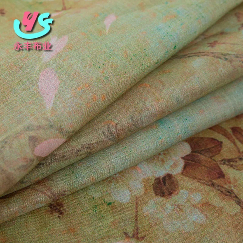 

High-quality Natural Ramie Printing Linen Chinese Gown Dress Organization DIY Sewing Designer by the meter fabric for dress