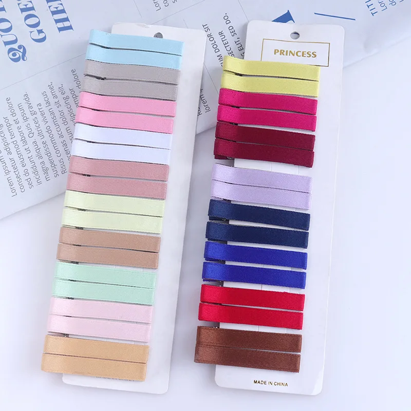 

100PCS/Lot, 6CM Ribbon Covered Partially Lined Double Prong Hair Clips DIY Hair Accessories