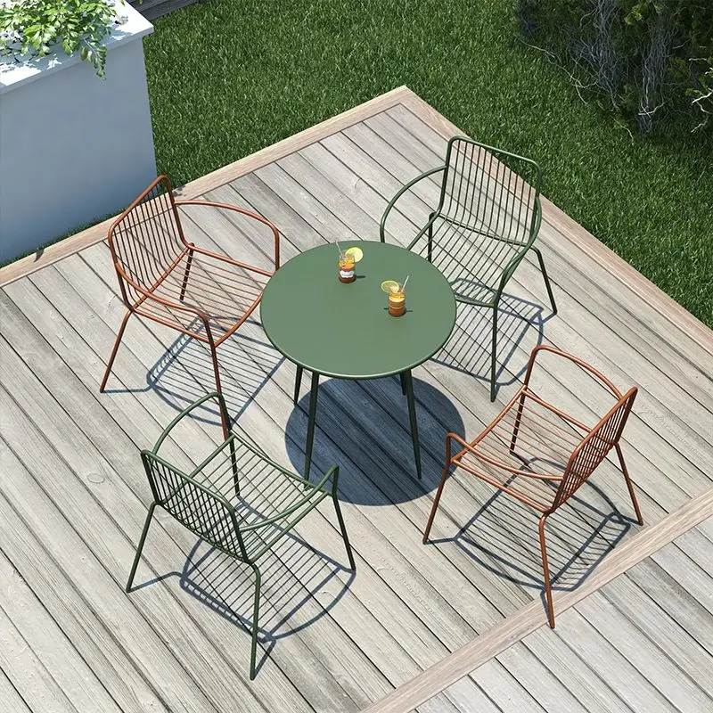 Nordic outdoor tables chairs iron art leisure outdoor courtyard balcony tea shop coffee shop waterproof tables chair combination