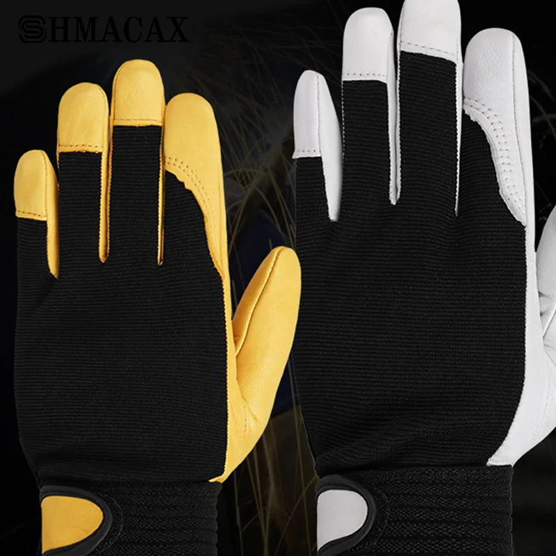 

1Pair Mitten Work Safety Gloves Sheepskin Leather Wear-resistant Work Safety Protection Gloves Thickened Protective Gloves