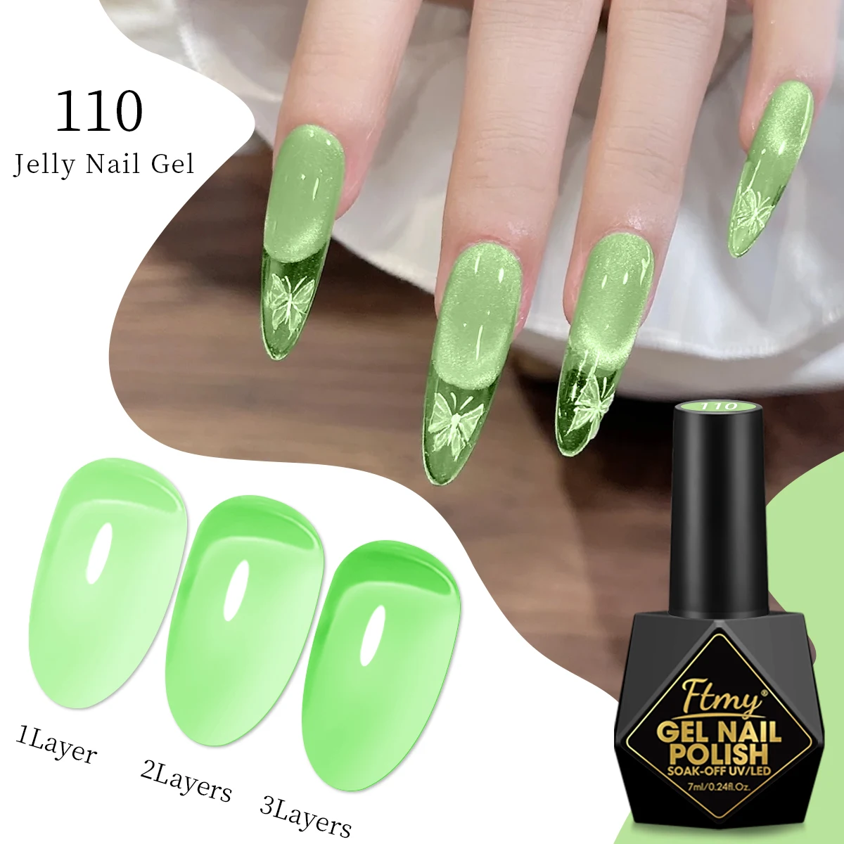 

FTMY 7ML Jelly Gel Nail Polish Candy Color Gel Polish Long Lasting Nail Gel For Nail Salon - Multicolor Optional