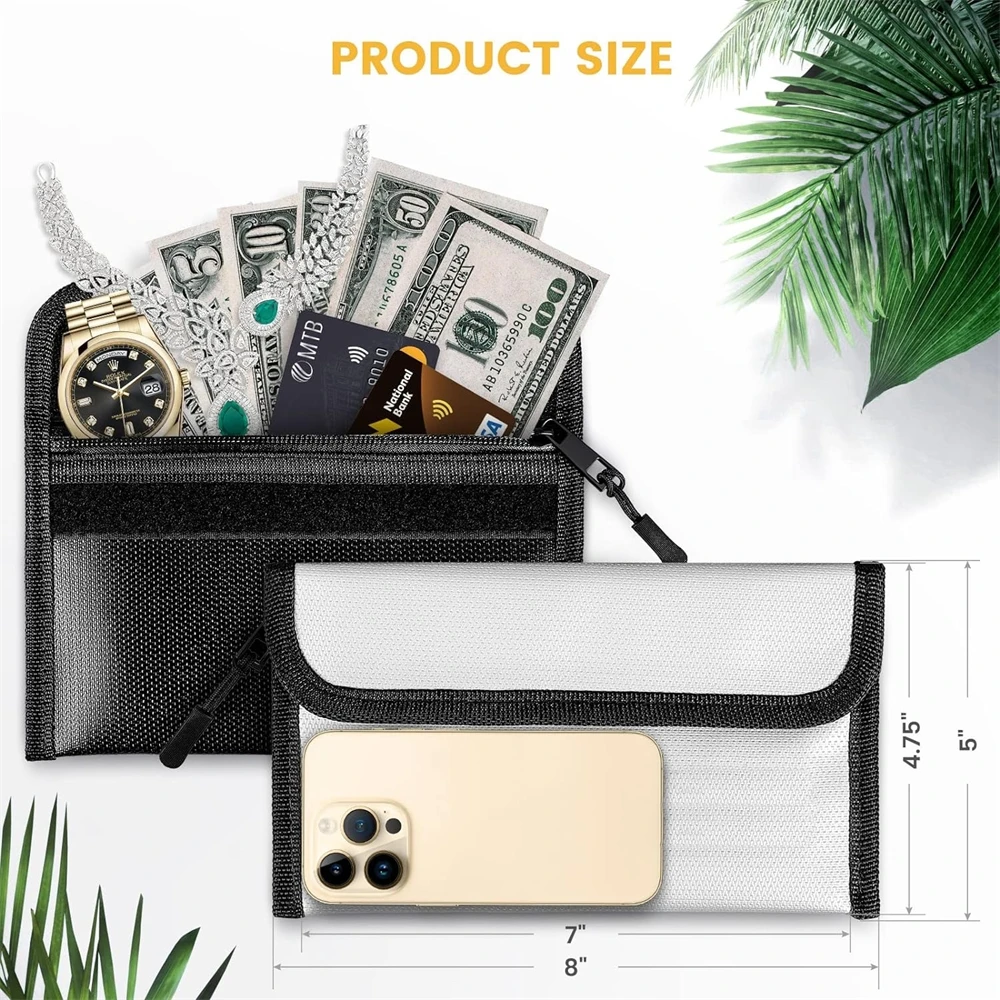 New Fireproof File Bag Portable Waterproof Document Bag Zipper Closure Cash Safe Storage Pouch Money Cards Keys Storage Bag