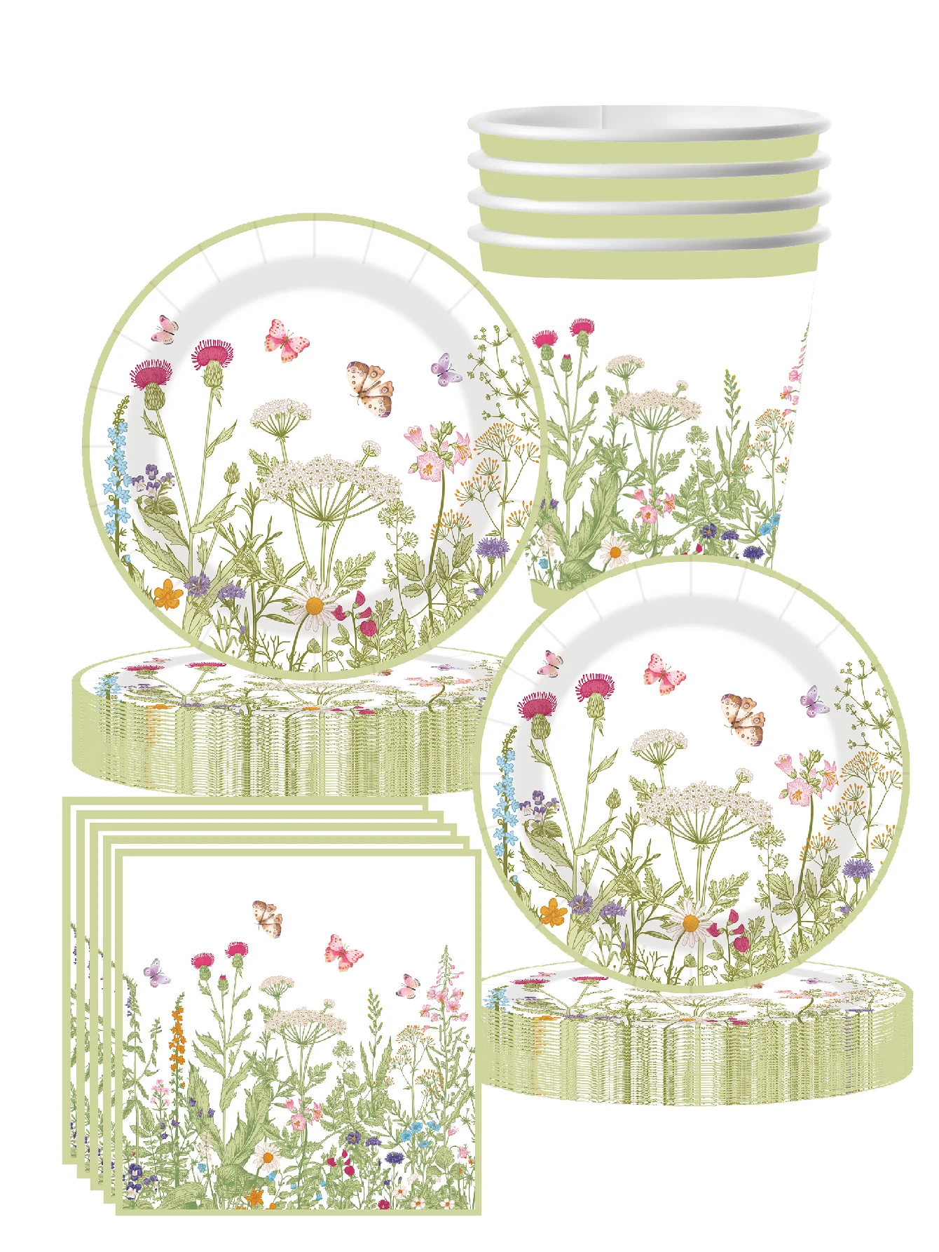 Frühlingsblumen, Duftende Blumen, Themen-Geschirr, Pappbecher, Teller, Servietten, Geburtstagsparty-Zubehör, Hochzeitsbedarf