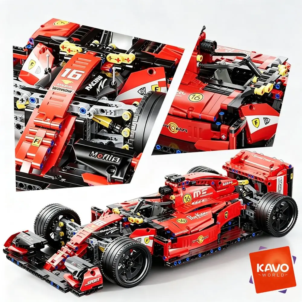 KAVOWORLD 1:10 Large Sports Racing Car Building Blocks Toy Set 1137pcs MOC Formula DIY Race Assembly Car Model Toy with Damping Suspension, Rotatable Tires, STEM Construction Bricks, Desktop Display Gift for Friends, Family Birthdays Christmas