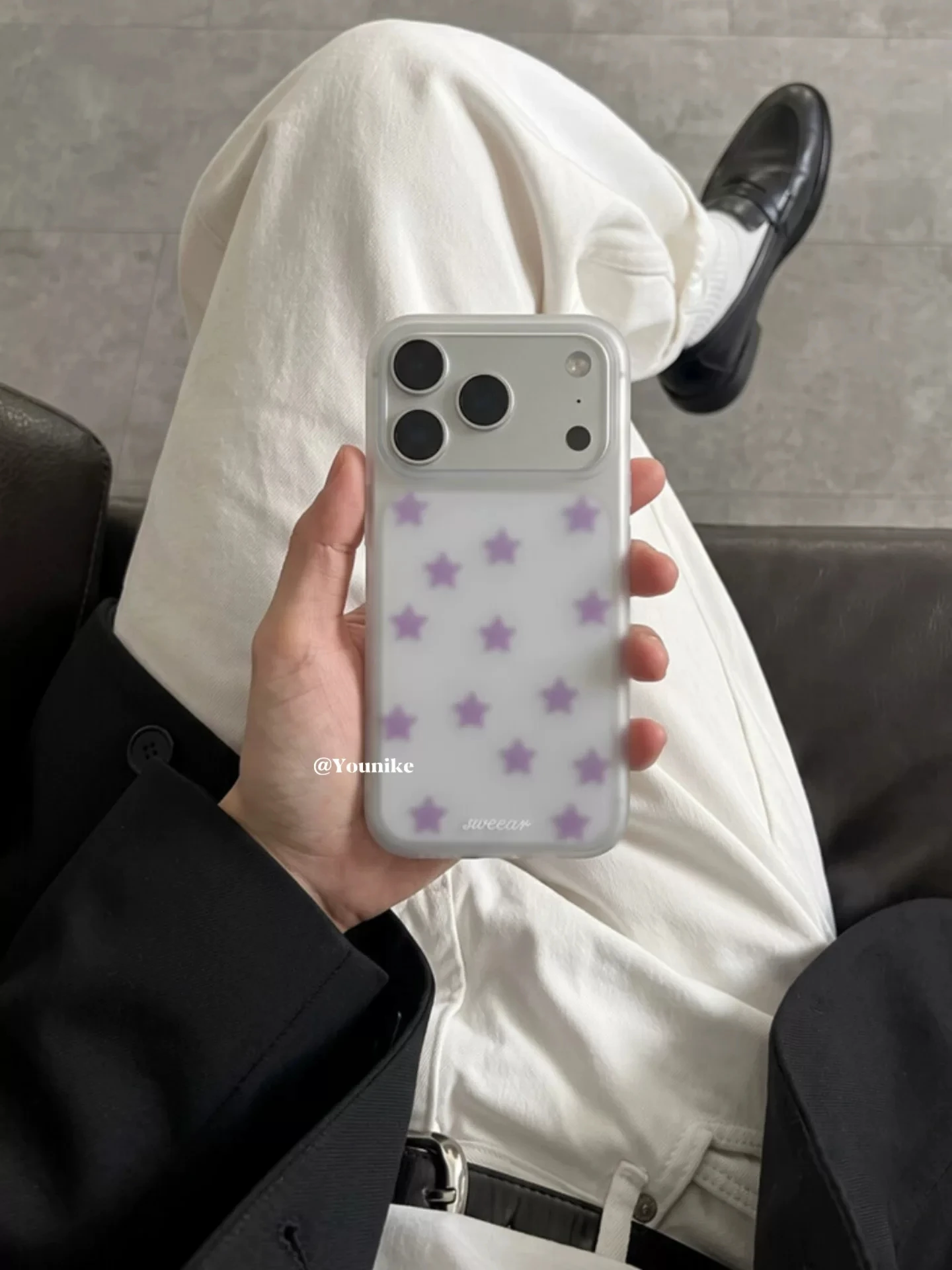 Korean INS Purple Color Stars Frosted Phone Case For iPhone 18 17 16 15 14 13 12 11 Pro MAX MINI XR XS Plus 17air 16e Soft Cover