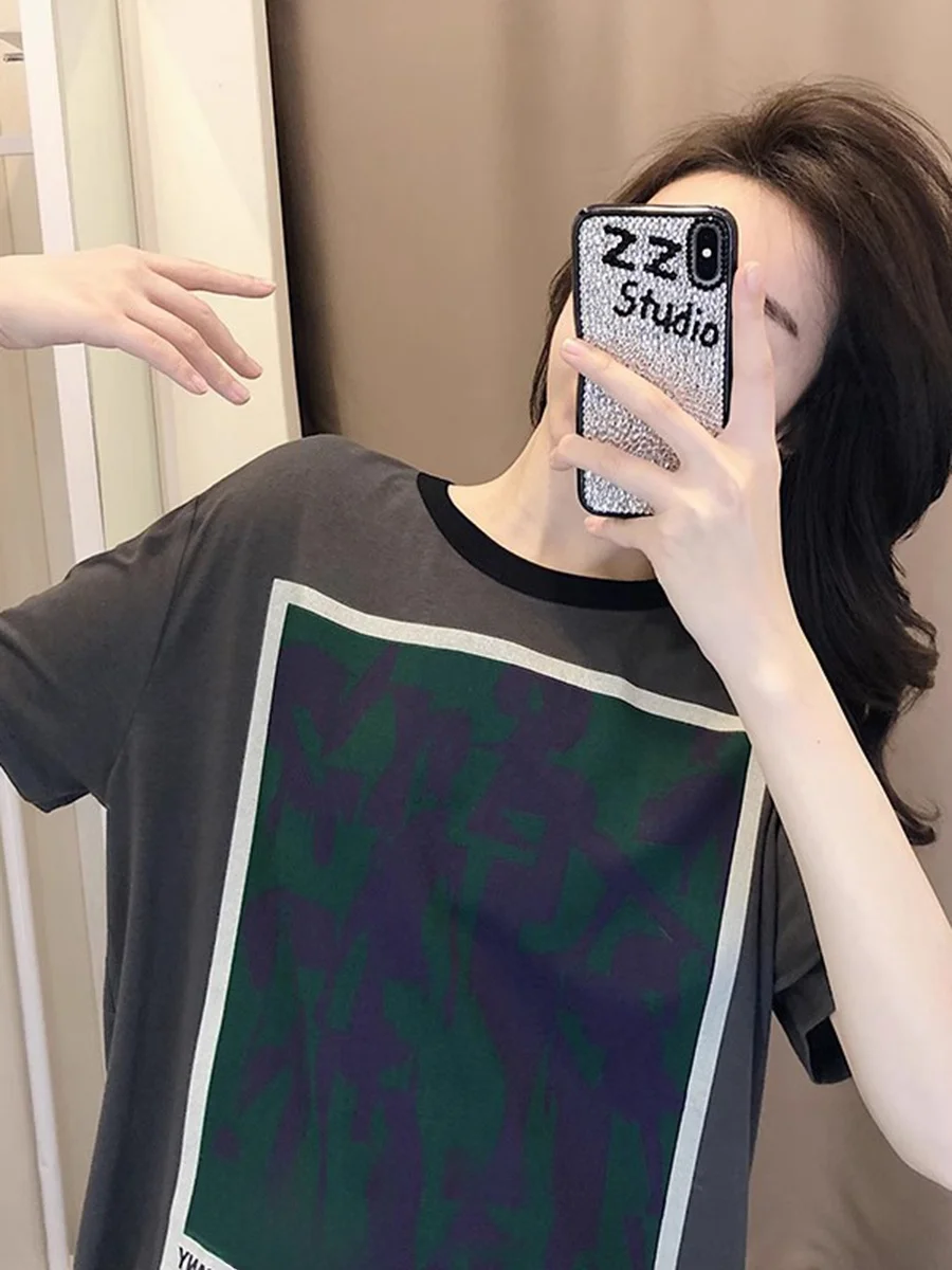 fashionable-short-sleeve-t-shirt-women's-round-neck-overhead-versatile-summer-new-style-small-size-popular-top-cold-autumn