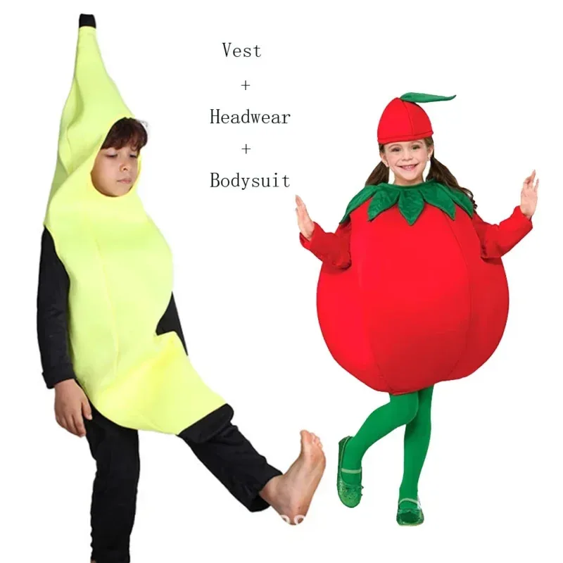 

Kids Funny Banana Suit Yellow Costume Light Halloween Tomato Potatoes Carrot Fruit Fancy Party Festival Dance Dress Costume72b