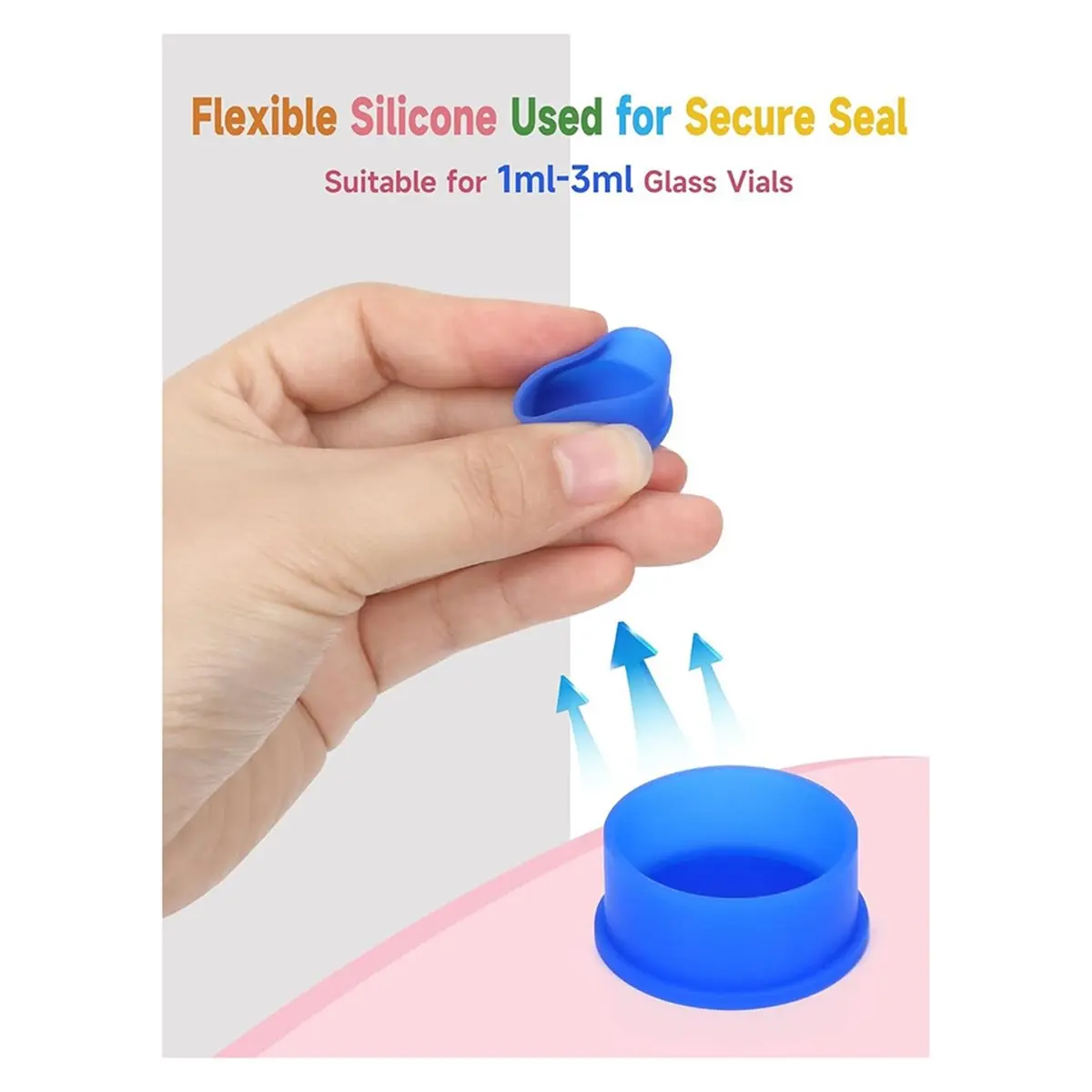 DT38 35-Pack 3ml Glass Vials with Color-Coded Silicone Caps for Daily Organization, Leakproof and Reusable