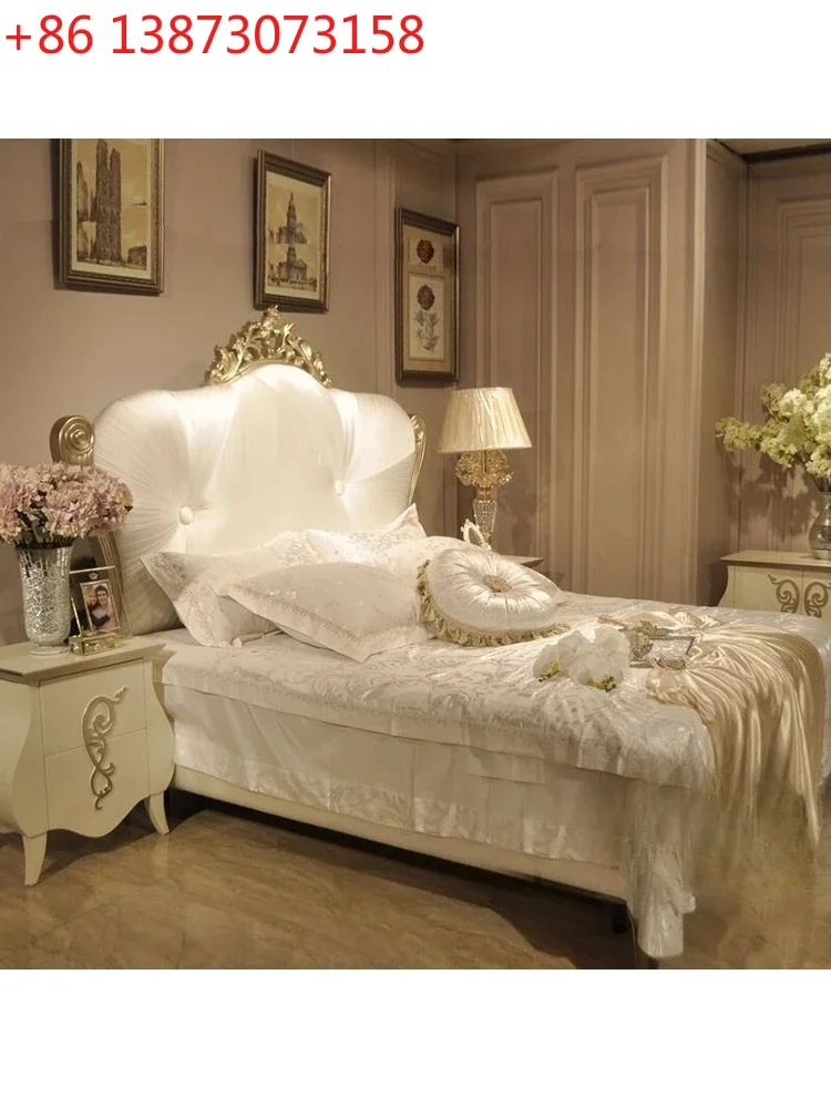 European court French furniture solid wood European high-end silk double 1.8 meters wedding bed master bedroom carved princess b