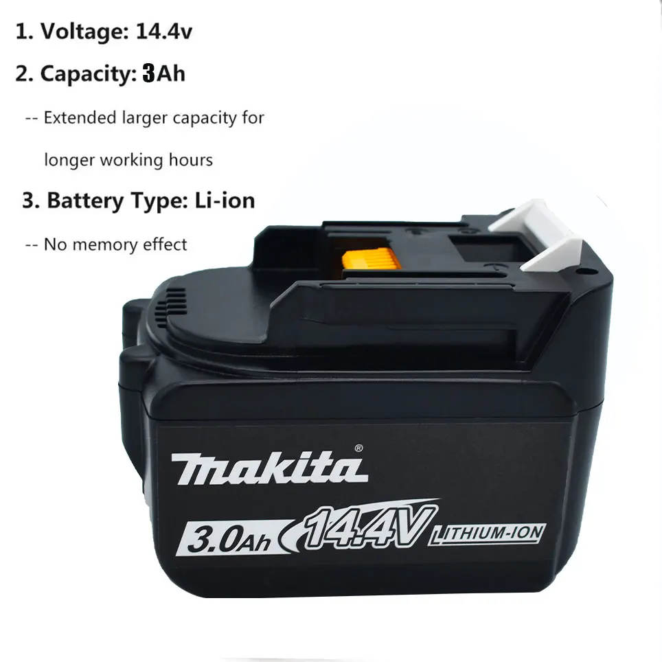 14.4V Replacement Lithium Battery 3000mAh For Makita BL1430 LXT200 BL1415 194558-0 194559-8 194066-1