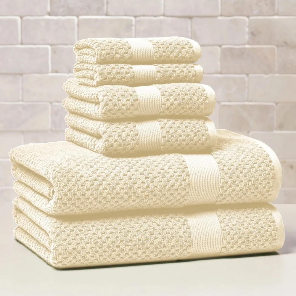 

Signature Soft Popcorn Texture 6 Piece Towel Set,Vanilla Dream
