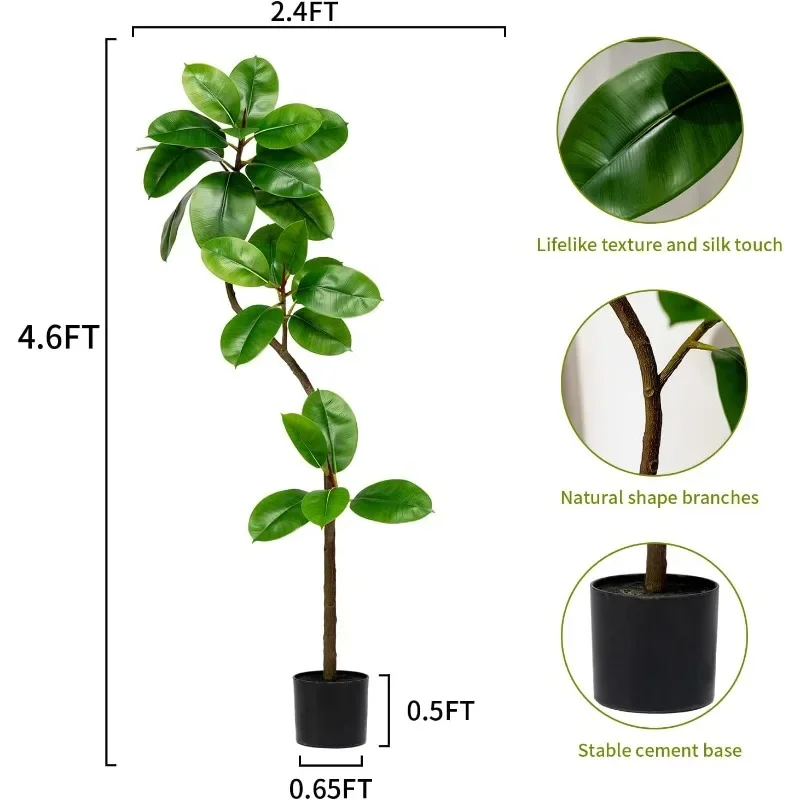 4.6~7.2FT Artificial Rubber Tree Faux Plants Indoor Faux Floor Plant Artificial Trees Indoor,Fake Plant Fake Tropical Plants