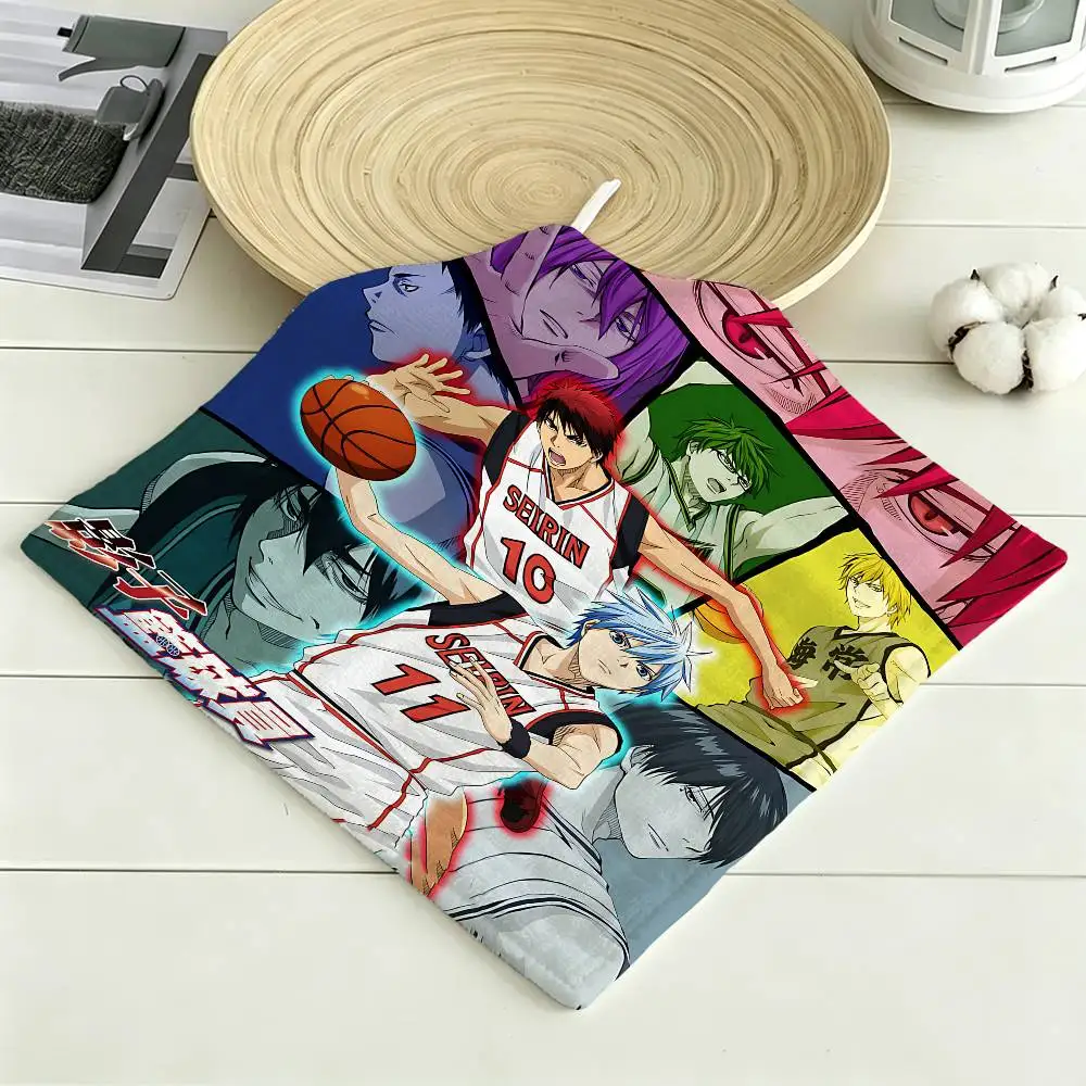 Kuroko No Basket  Polyester Cotton Hanging Kitchen Towel, Skin Friendly Hand Wiping Towel for Hotel Cafe Household
