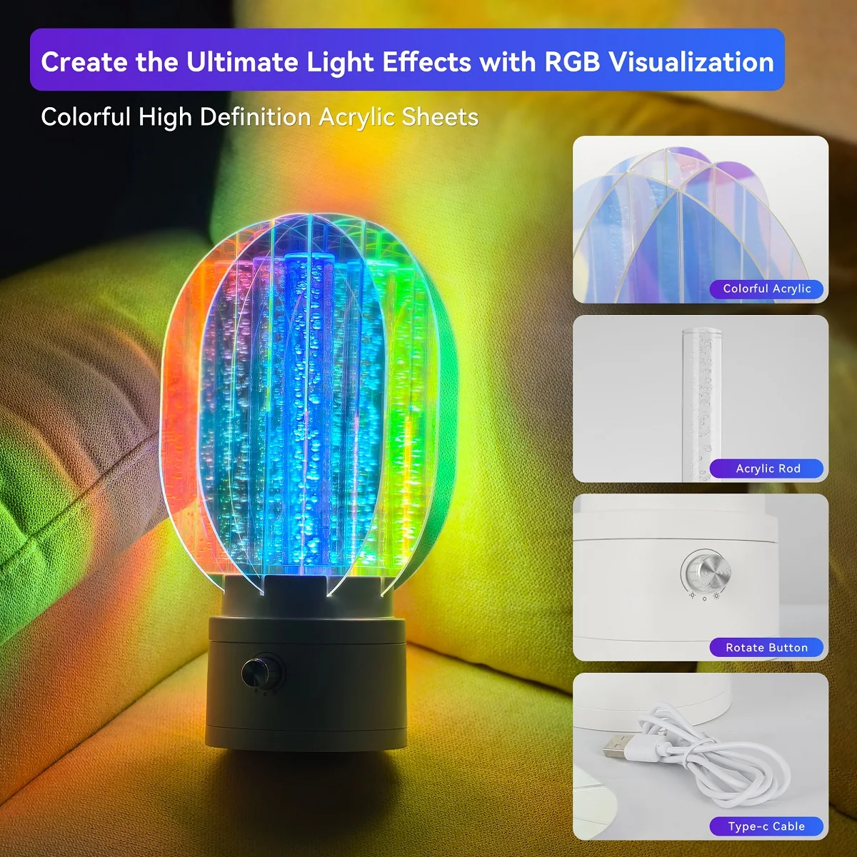 Creative Rotating Aurora Lamp Rechargeable Romantic Atmosphere Lamp Infinitely Dimmable Starry Sky