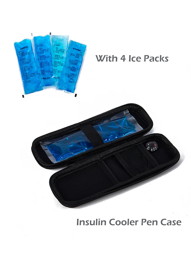 Insulin Cooler Bag Medicine Cooler Box With 4 Ice Packs Portable Insulin Cooling Bag Insulin Case Diabetic Patient Organizer