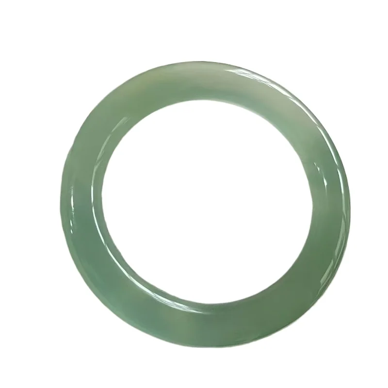 

Oil green clear water agate pith round bar bracelet white lake green jade bracelet