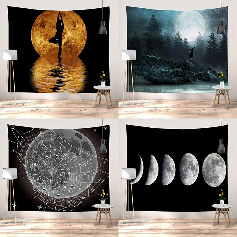 

Night Moon Wall Hanging Tarot Indian Yoga Wall Tapestry College Dorm Bedroom Decoration 200x150 Home Decor Tapestry Aesthetic