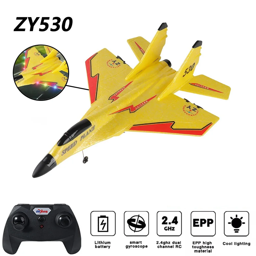 

MIG530 RC Plane 2.4G 2CH RC Glider With Light Flying Model EPP Foam Hand Throwing Airplane Toys For Children Gifts