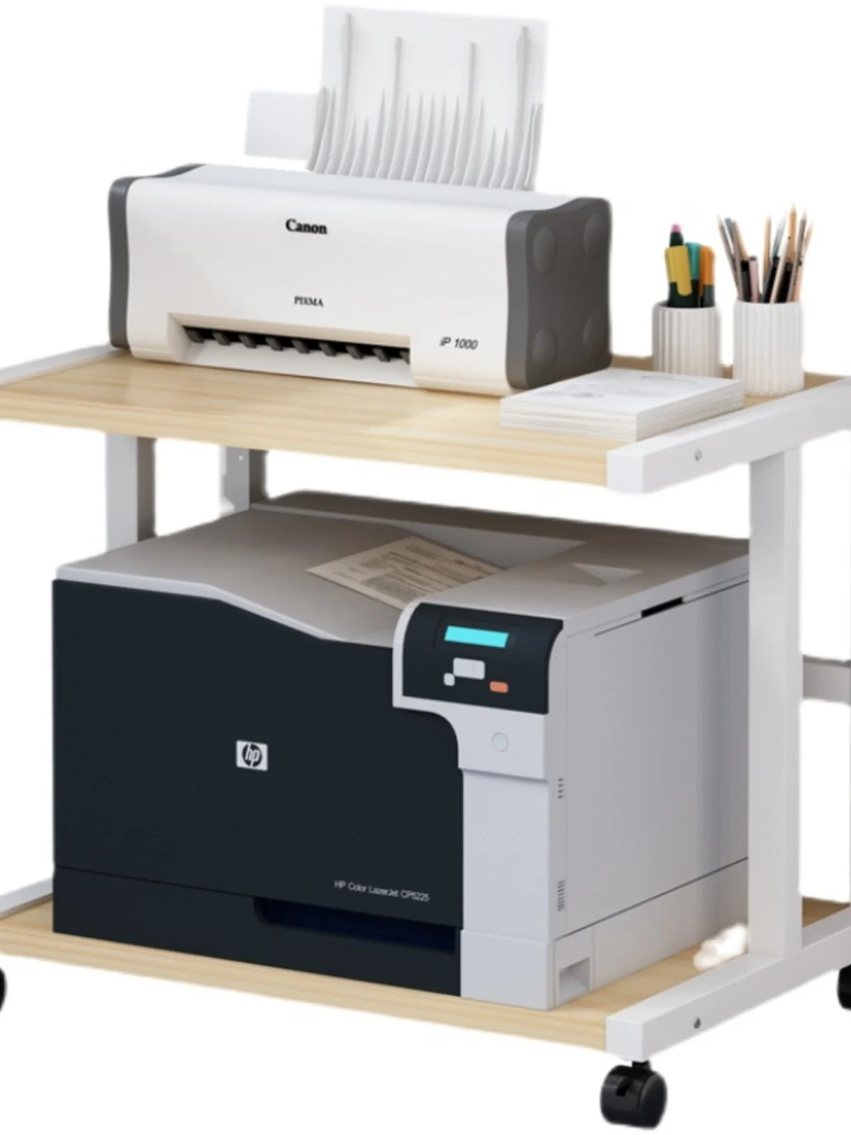 Floor-Mounted Dual-Level Mobile Printer Storage Ra Home Office Desktop Multi-Function Organizer Carbon Steel Stand