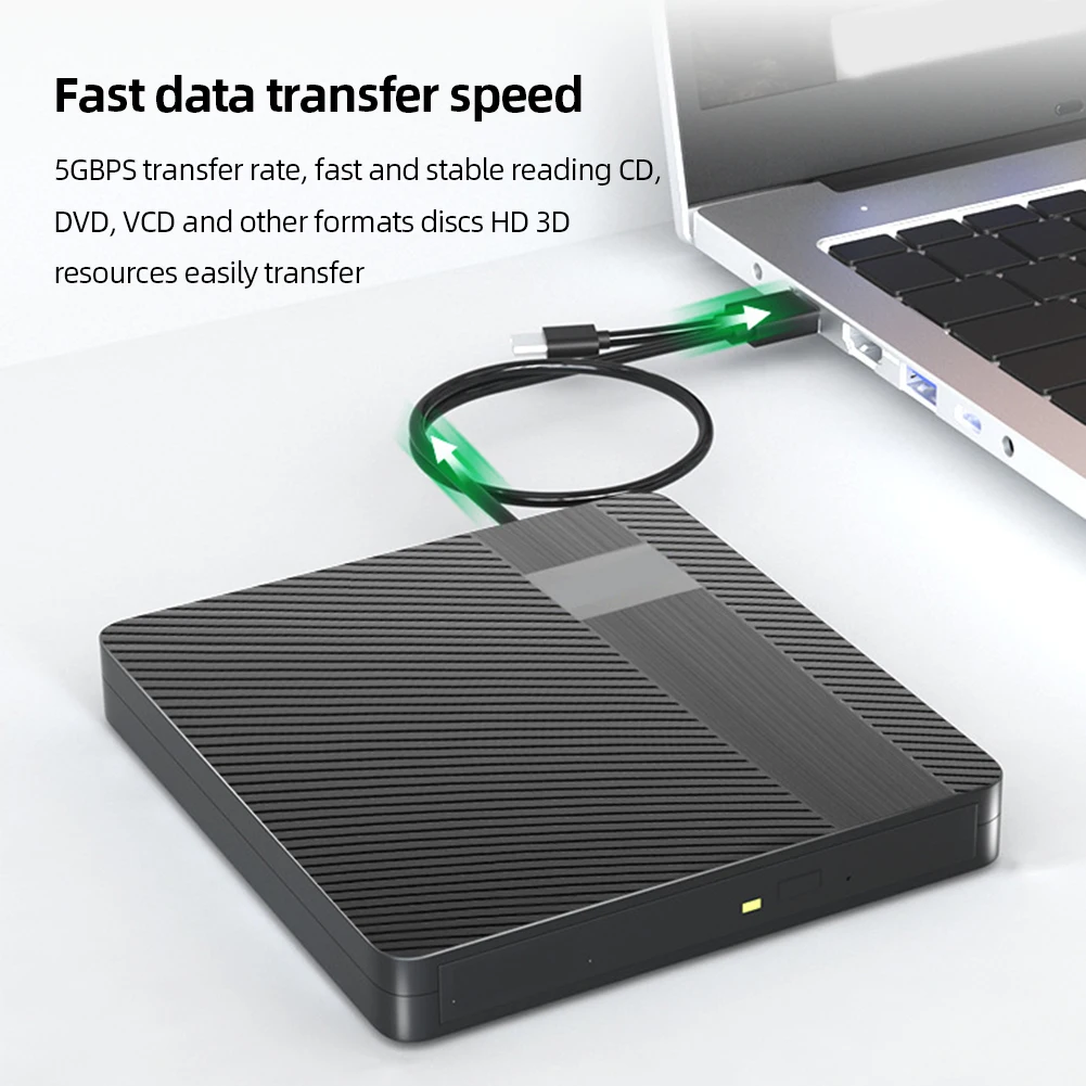 Disk Reader Rewriter Drive USB 3.0 & Type-C DVD RW CD Writer Drive for /Linux Windows 7/8/10/11 Laptop PC