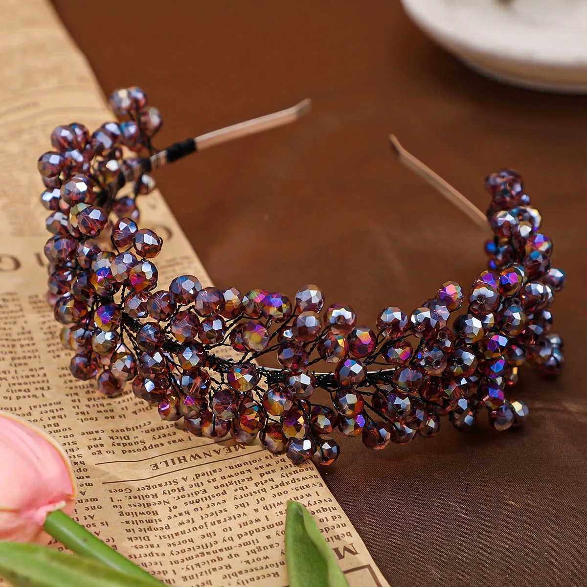 New Fashion Purple Colorful Crystal Head Hoop Headbands For Women Korean Hair Hoop Wedding Party Head band Hair Accessories Gift