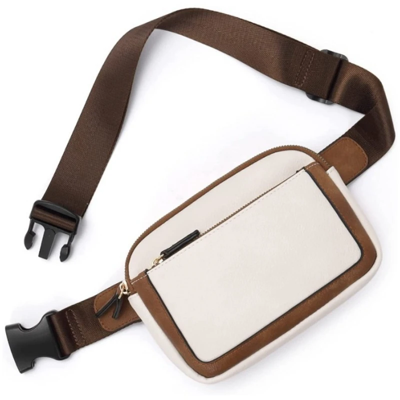 Women Chest Bag Buckle Adjustable Shoulder Strap Fanny Pack High Capacity Zipper Closure Messenger Bag Faux Leather Belt Pack