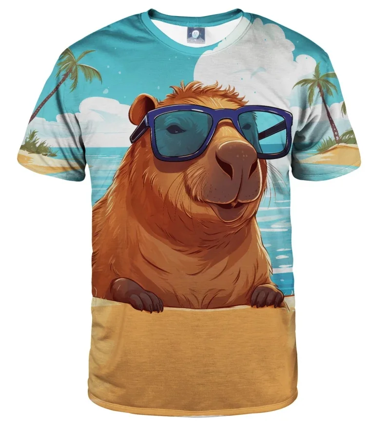 

Full Print Cute Animal Capybara Tshirt For Men new in Short Sleeve Crew Neck Funny animal Tee Shirts Kids Casual T Shirts Tops
