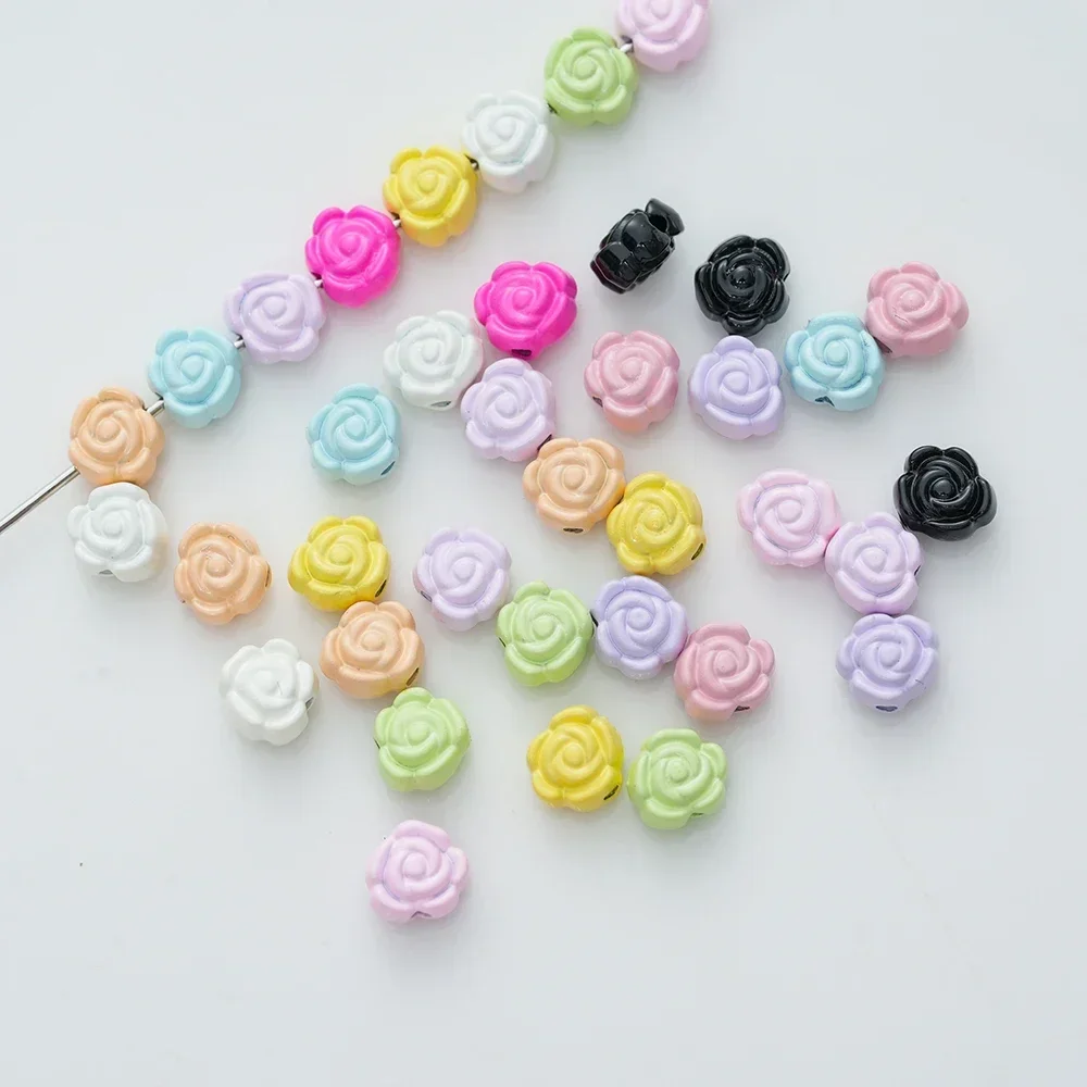 

10pcs Alloy Candy Color Rose Pendant String Beads Handmade DIY Bracelet Earrings Necklace Ornament For Jewelry Making