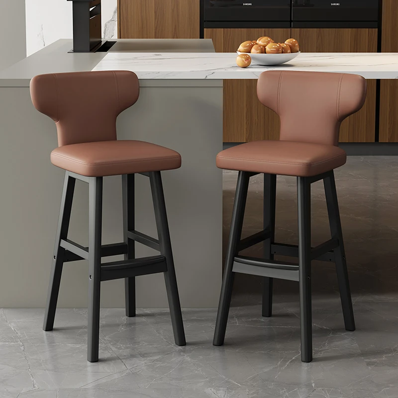 

Modern Luxury Bar Stools Leather Design Restaurant Minimalist Bar Chairs Relaxing Aesthetic Accent Taburete Alto Bar Furniture