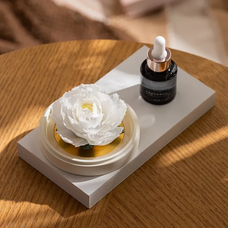 for Camellia Porcelain Flower Long Lasting Fragrance Aromatherapy Fresh Air Diffuser Stone Gift Essential Oil for Home Use