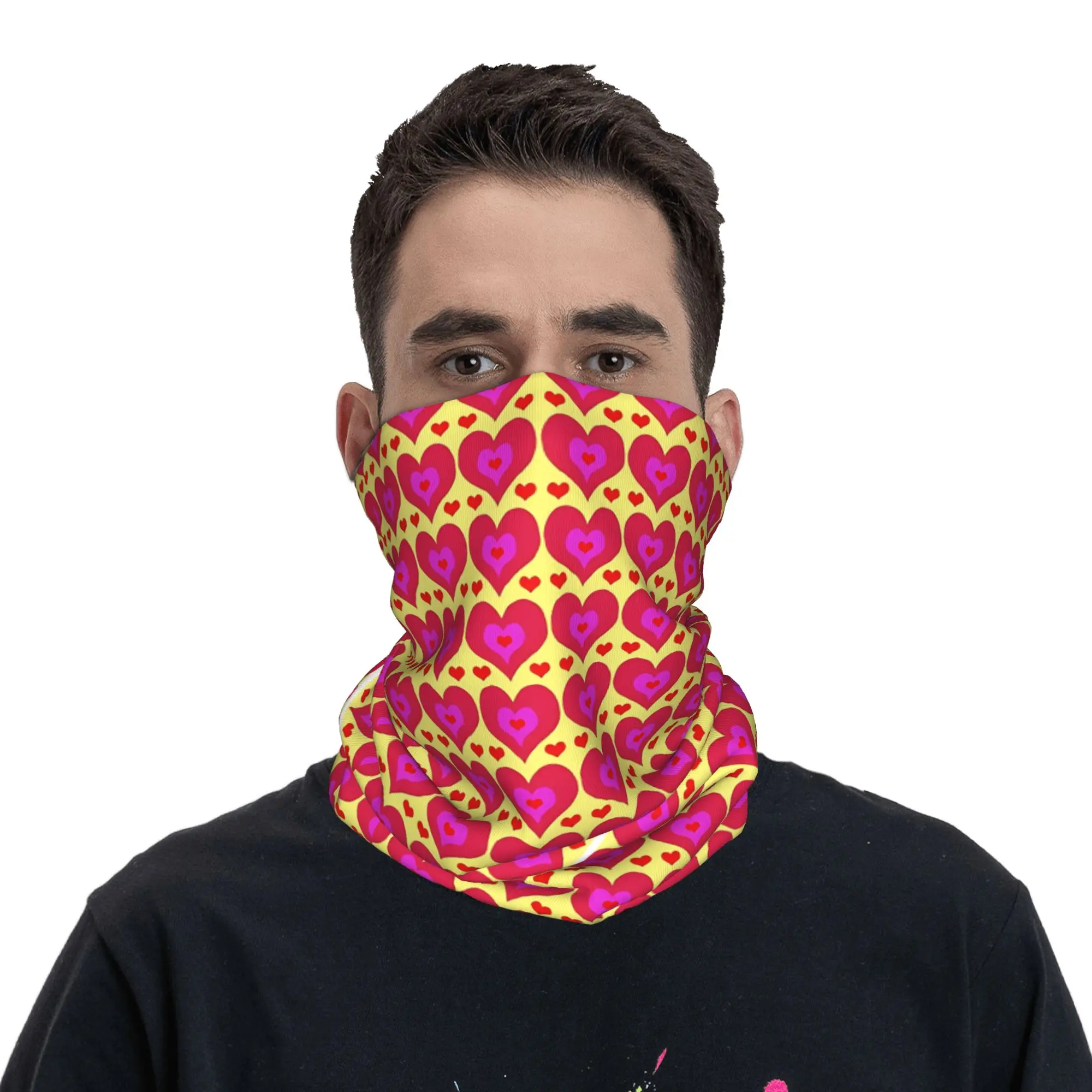 Hearts Pattern Collage  Bandana Neck Gaiter Printed  Wrap Scarf Multi-use Headband Cycling for Men Women Adult Breathable
