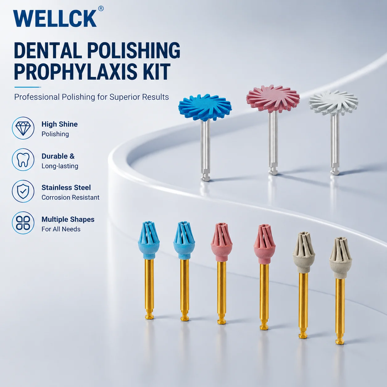 1Pcs Dental Composite Resin Polishing Disc Rubber Polisher 14mm Wheel 3 Colors Spiral Flex Brush Dentistry Materials Tools