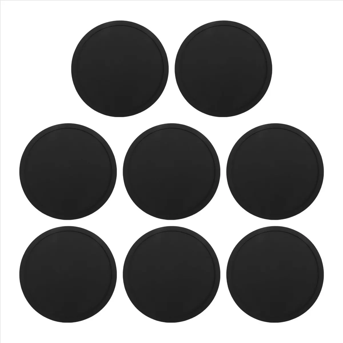 KSOL Silicone Black Drink Coasters Set of 8 Non-slip Round Soft Sleek and Easy to Clean Black