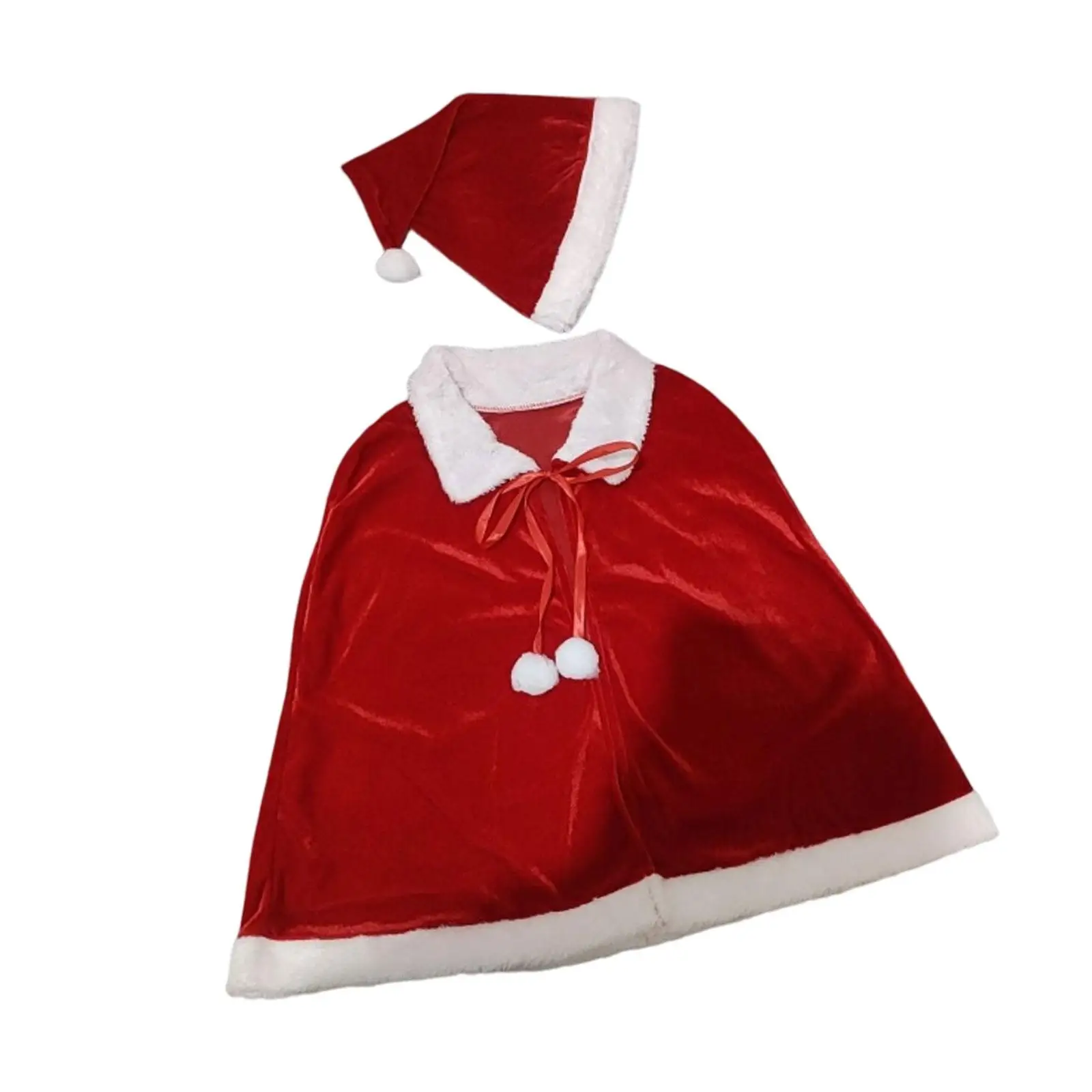 

Christmas Cloak, Dress Velvet Cape, with Hat Adult Shawl for Holiday Party Carnival Xmas Props