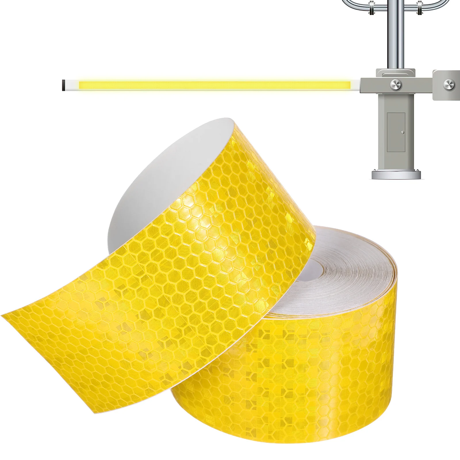 1 Roll Traffic Warning Tape Reflective High Visibility Bright Yellow Safety Strip for Roads Parking Lots Construction Barrier