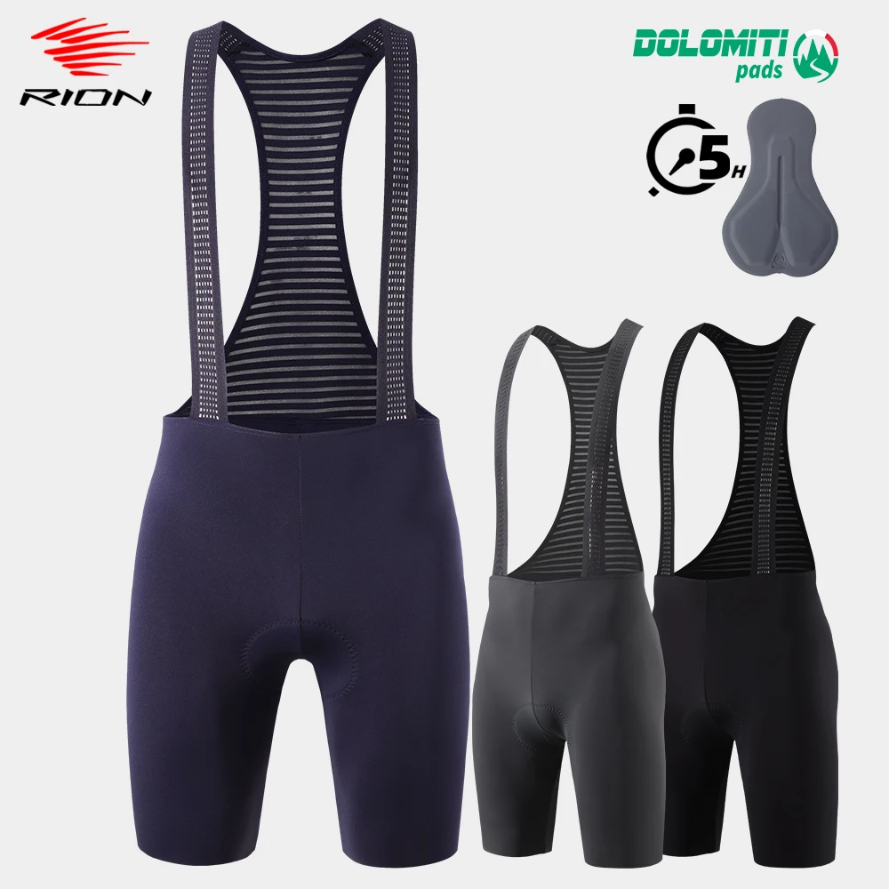 

RION Men's Cycling Shorts Seamless Bicycle Tights Road Bike Bibs Men Riding Braces Medium Distance Reflective DOLOMITI Pads 5H