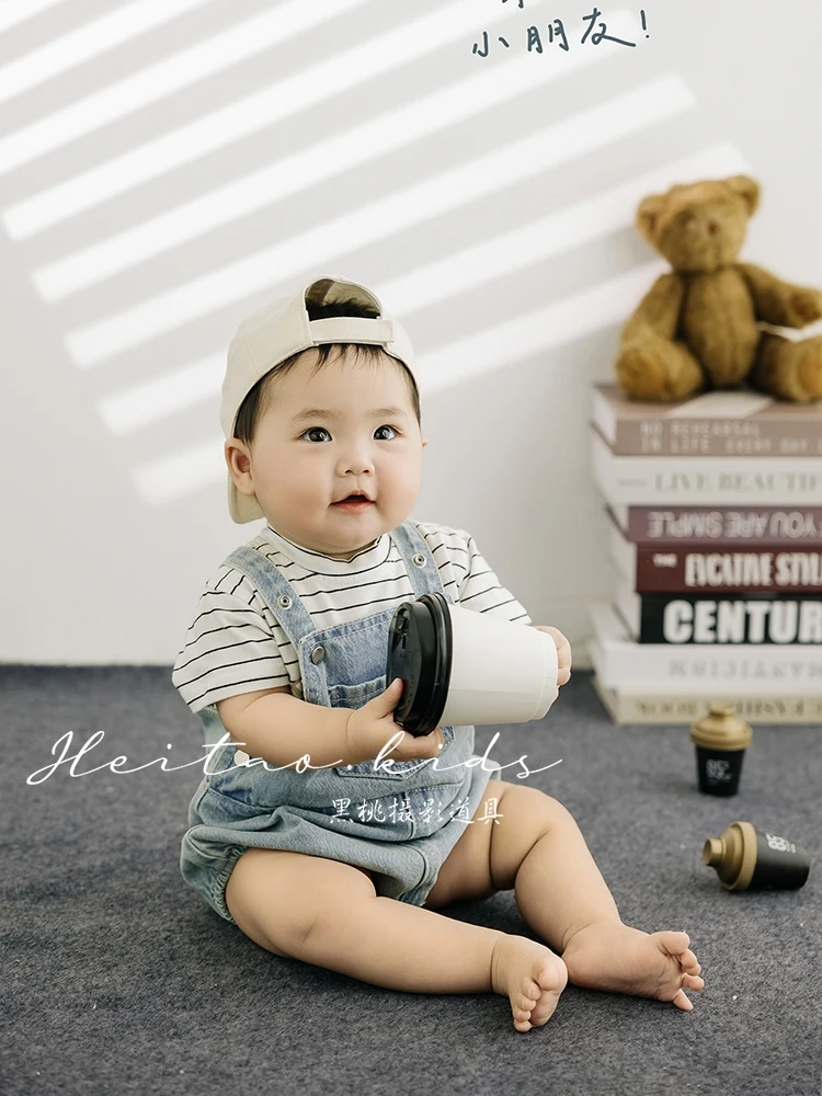 New documentary style gray vest 100 day old male baby photography clothing childrens photo props 아기 코스프레  신생아촬영