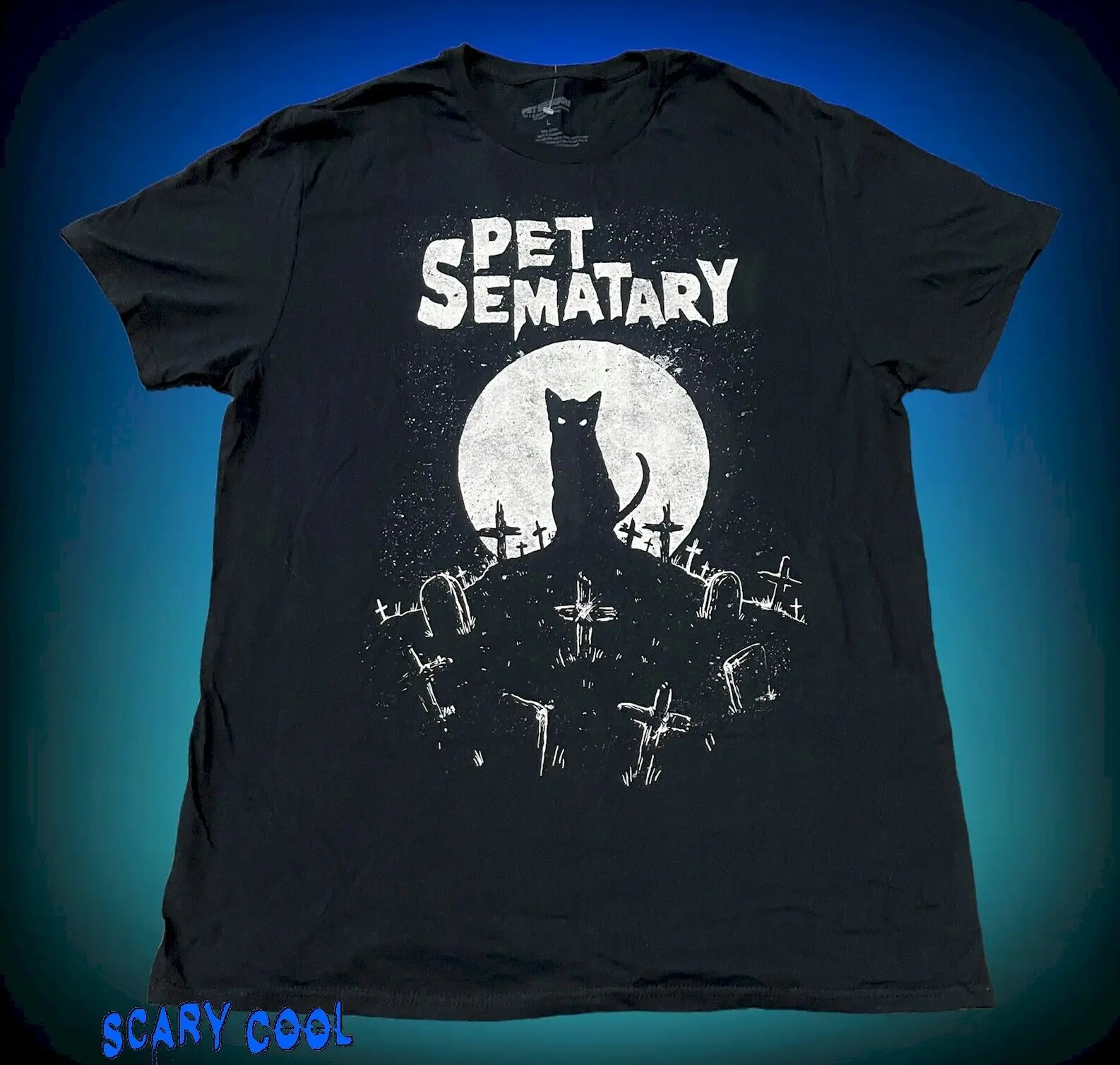 

New Pet Sematary Cat Grave Yard Stephen King Men's Black Vintage T-Shirt