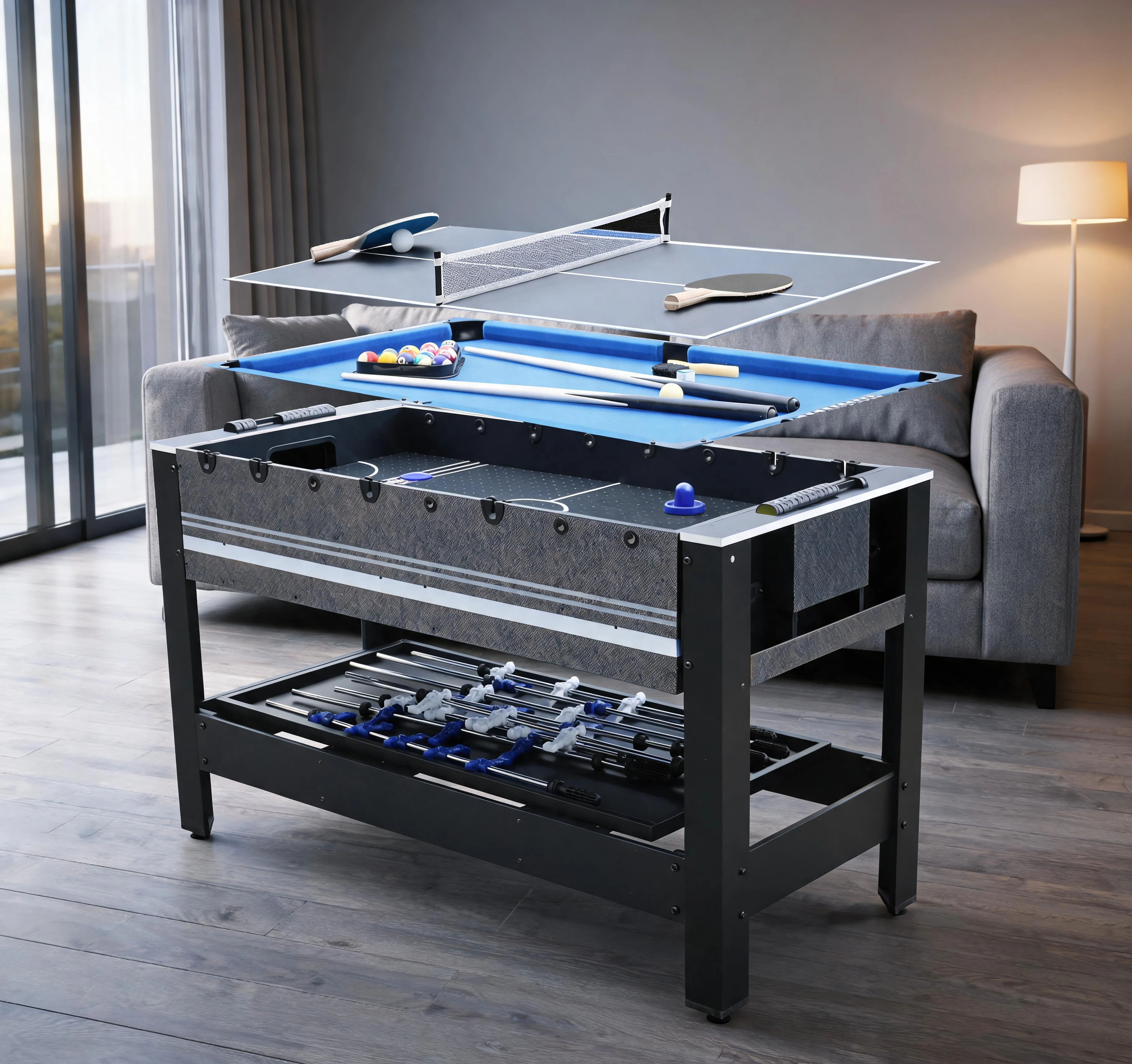 Custom Factory Custom 2024 New Style 54-Inch 4-in-1 Indoor Sports Game Table Multi-Function Billiards Table