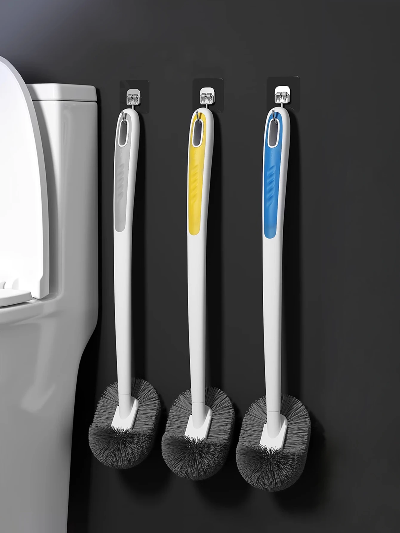 PP Toilet Brush Groove Hemispherical Design No Dead Corners In Household Bathroom Wall Mounted Long Handle Durable Cleaning