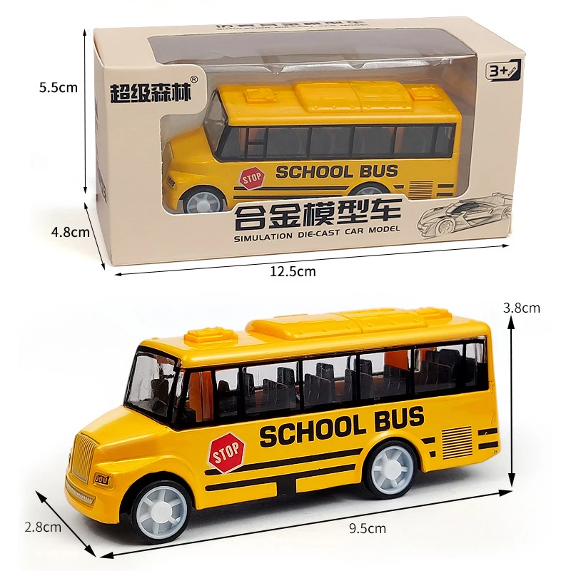 O brinquedo legal do ônibus escolar da alta qualidade simula o corpo interessante requintado para o ônibus amarelo com mecanismo do pull back