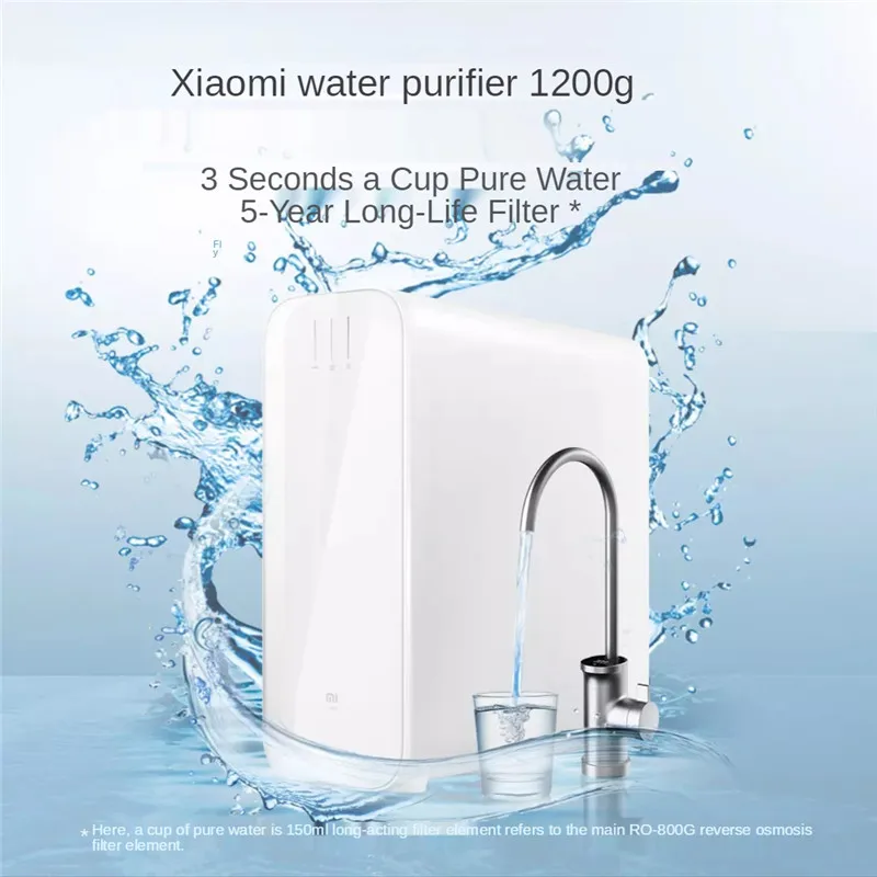 Purificador de agua de 1200G, 3,2 l/Min, gran flujo, filtro de filtración de ósmosis inversa Dual RO con grifo, pantalla TDS, aplicación Mijia