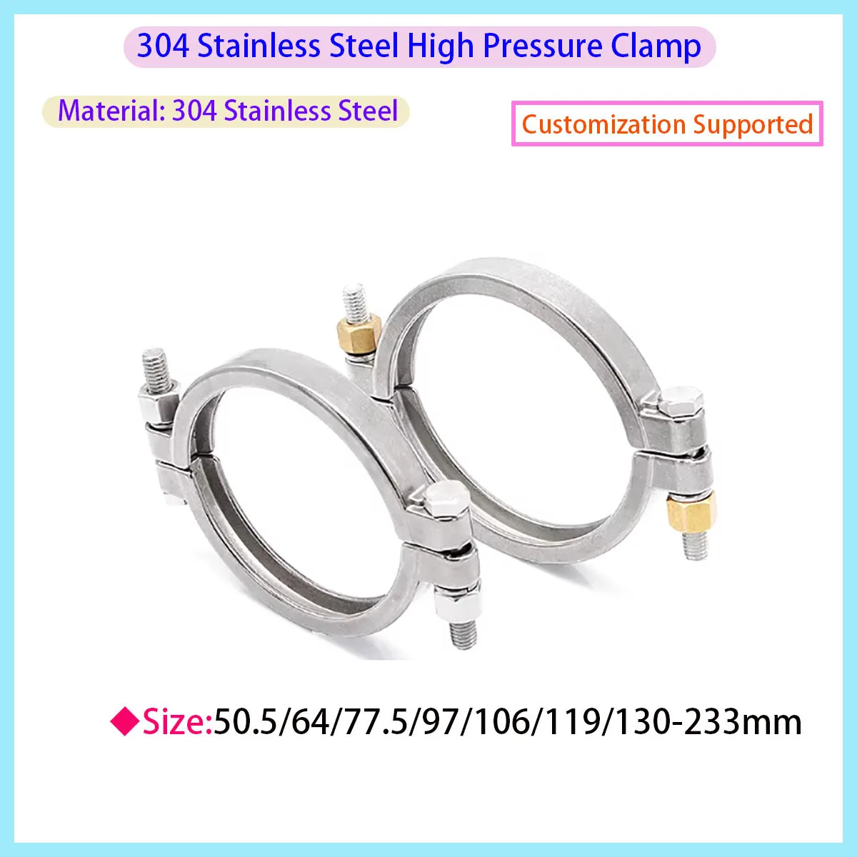 Pipe Bracket Hose Clip, Quick Install Pipe Hoop Fastener 304 Stainless Steel High Pressure Clamp