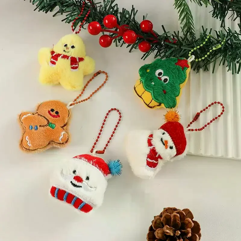 LLavero de Navidad de dibujos animados de felpa, colgante de muñeco de nieve de Papá Noel, mochila, adorno colgante, regalo de fiesta de Año Nuevo de Navidad