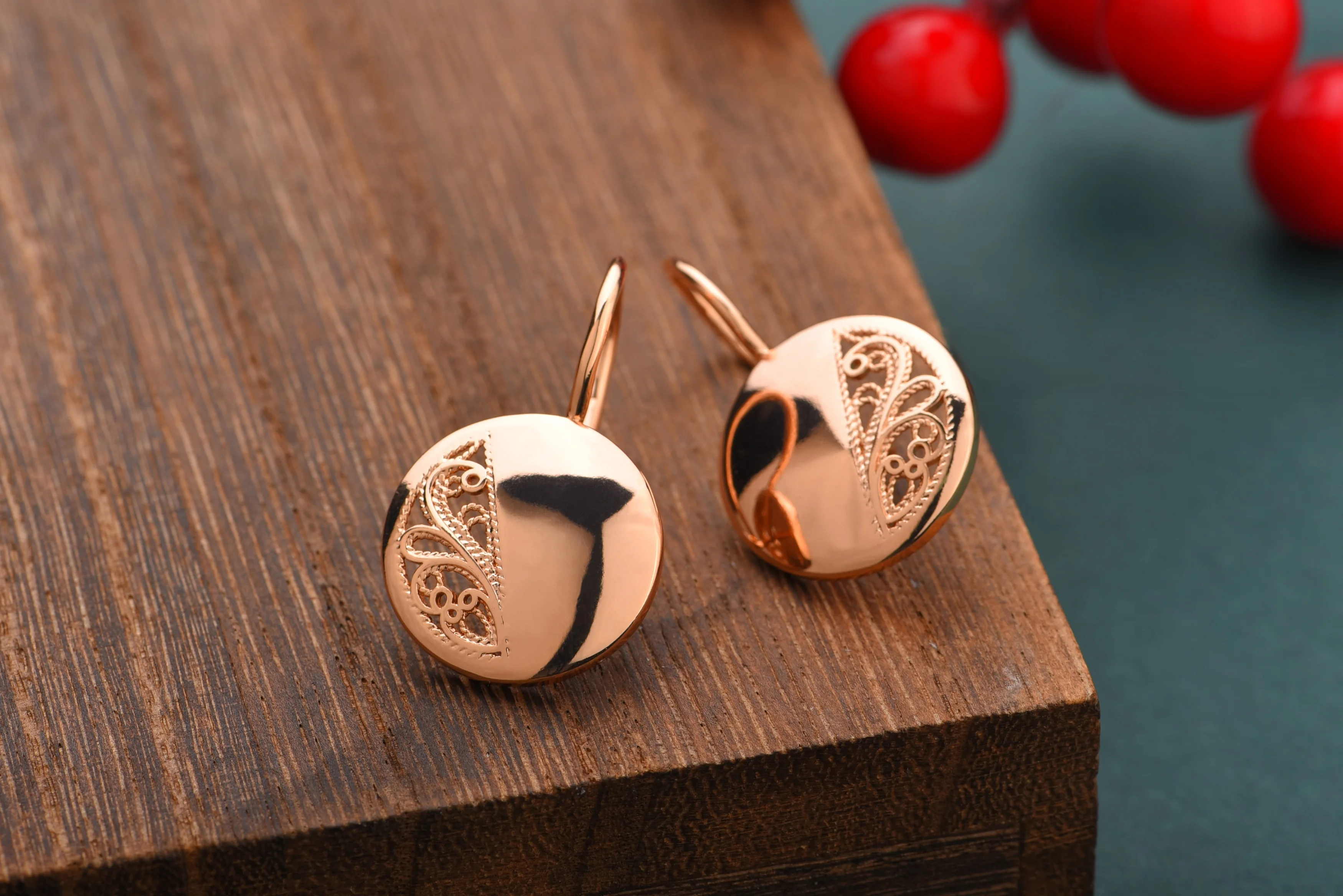 Aomigc New Arrival Trendy Round 585 Rose Gold Hollow Carved Dangle Long Earrings Women Unique Fashion Fine Cute Jewelry