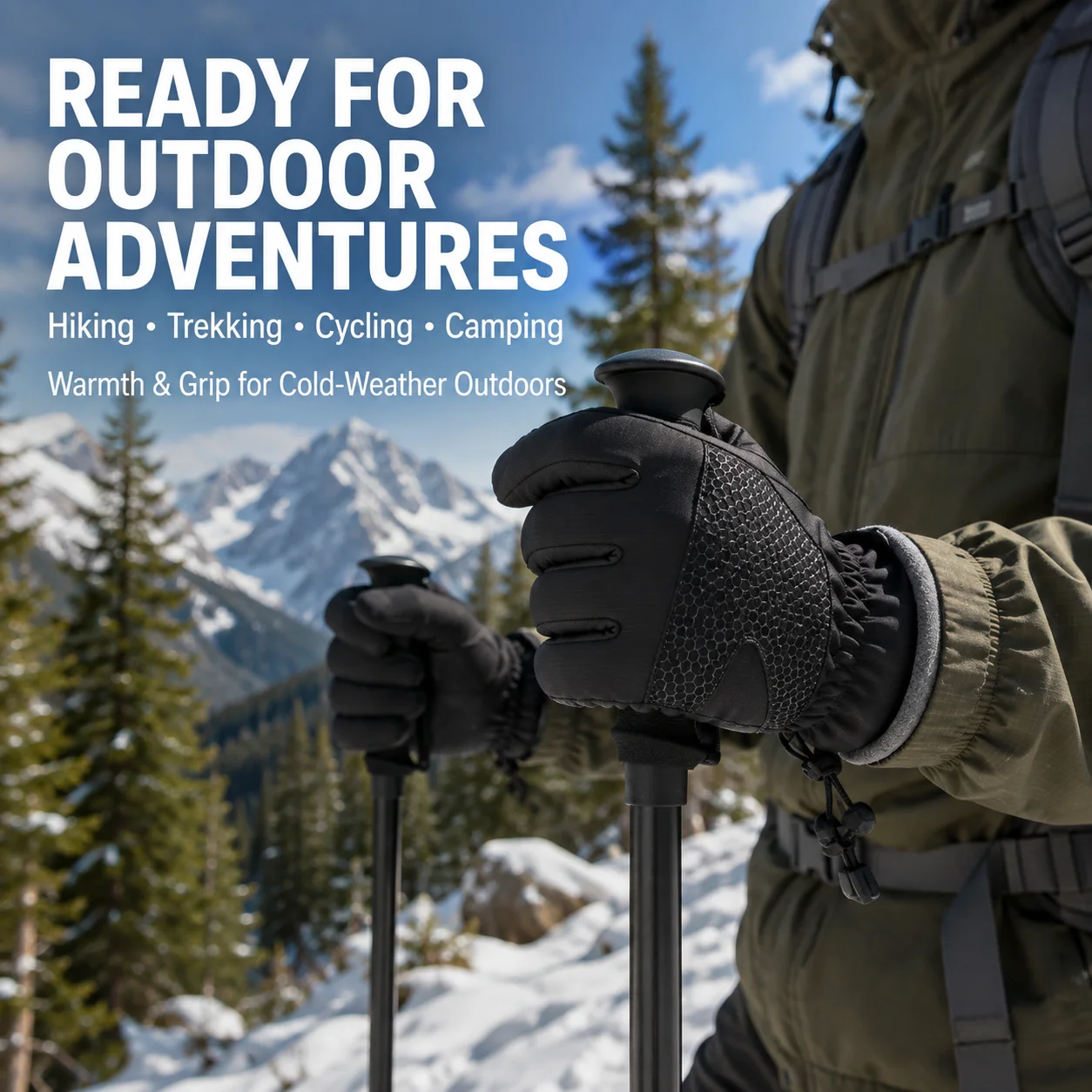 Outdoor Winter Gloves Men Women Thermal Windproof Water Resistant Anti Slip Hiking Gloves for Trekking Cycling Cold Weather - view 4