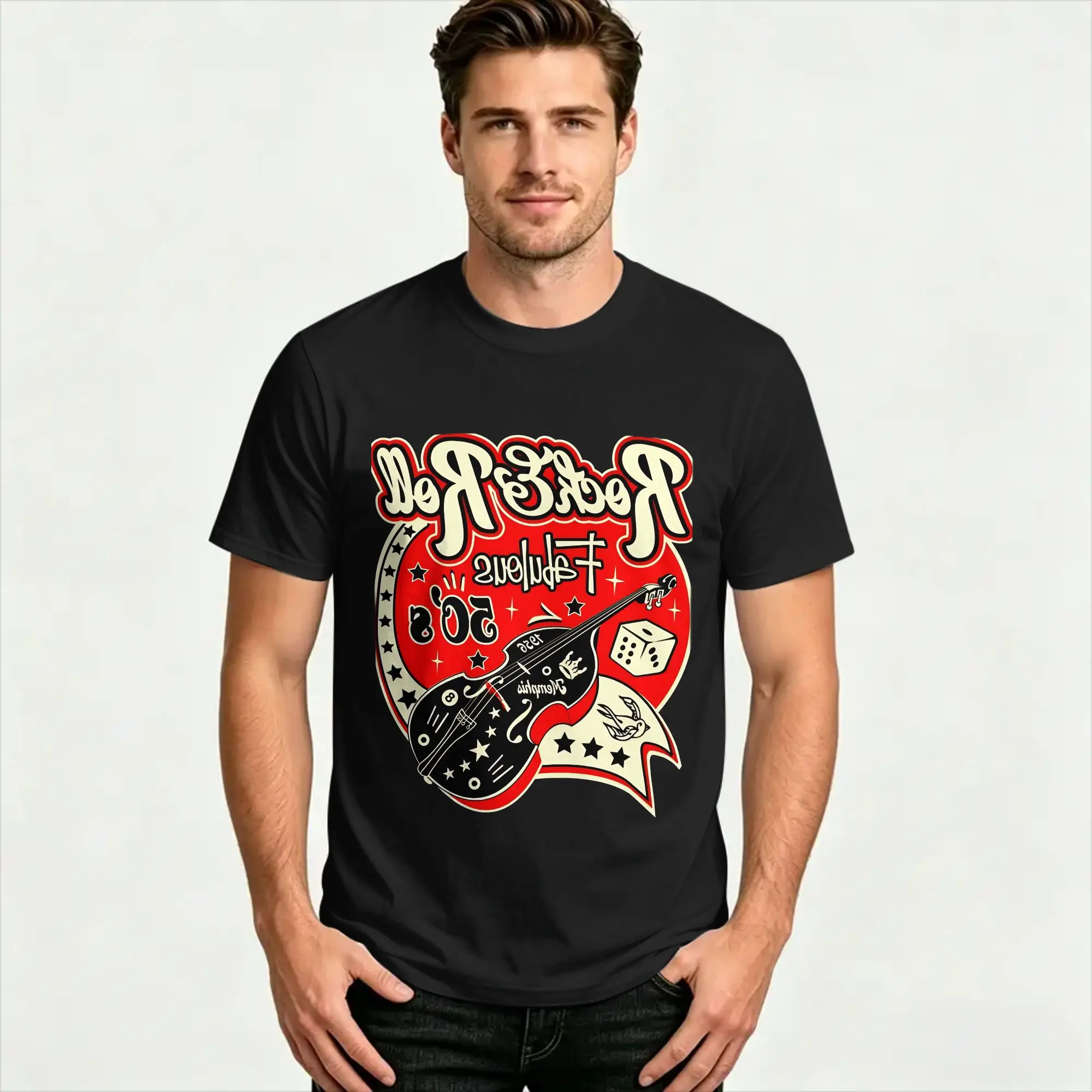 1950s Sock Hop Swing 100 Cotton T Shirts  Hip Hop Tee Shirt for Men's Summer Y2K Funny Casual Short Sleeve Top Tees