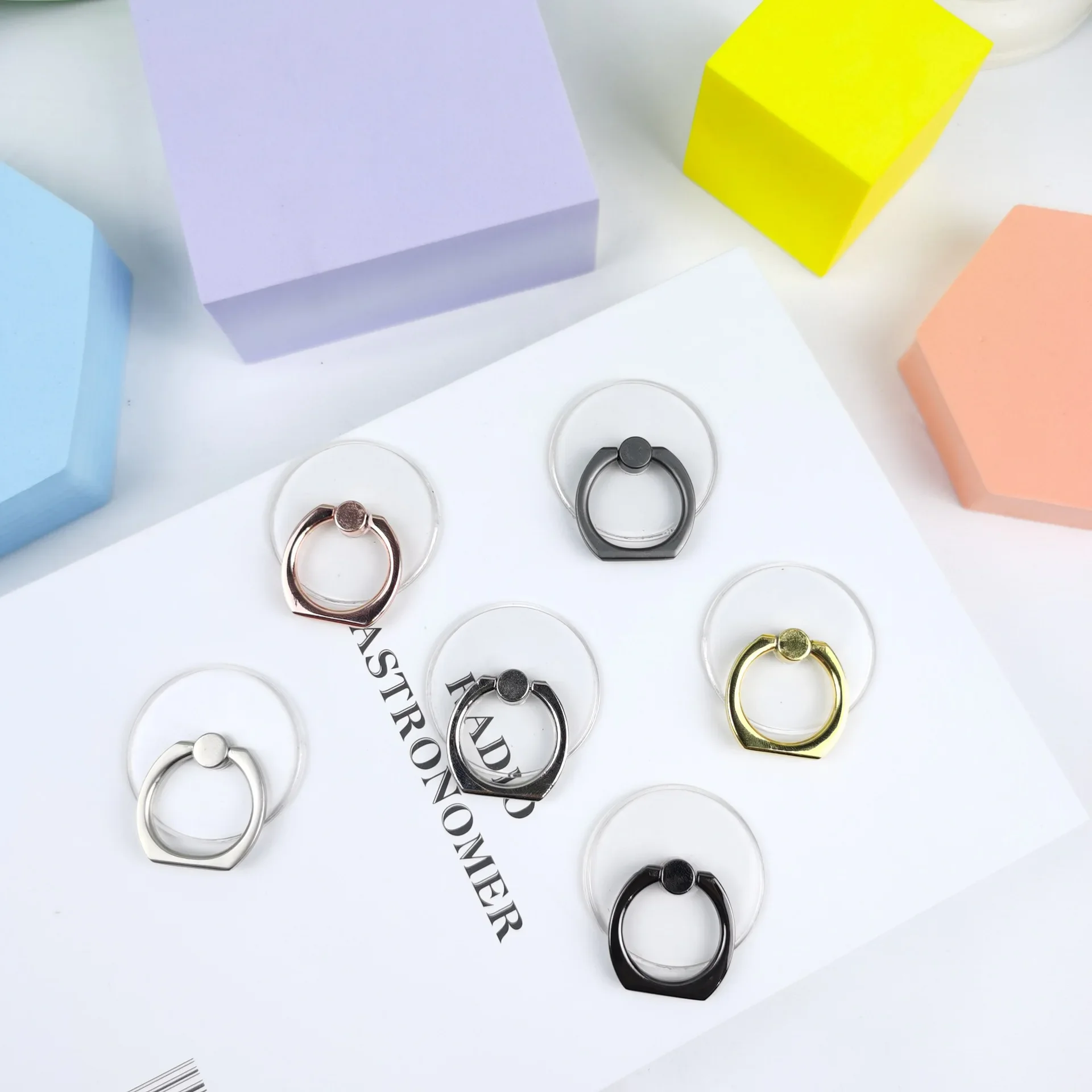 Transparent Mobile Phone Ring Holder Stand 360° Rotation Clear Finger Grip Car Phone Mount Stand Compatible Various IPhones Case