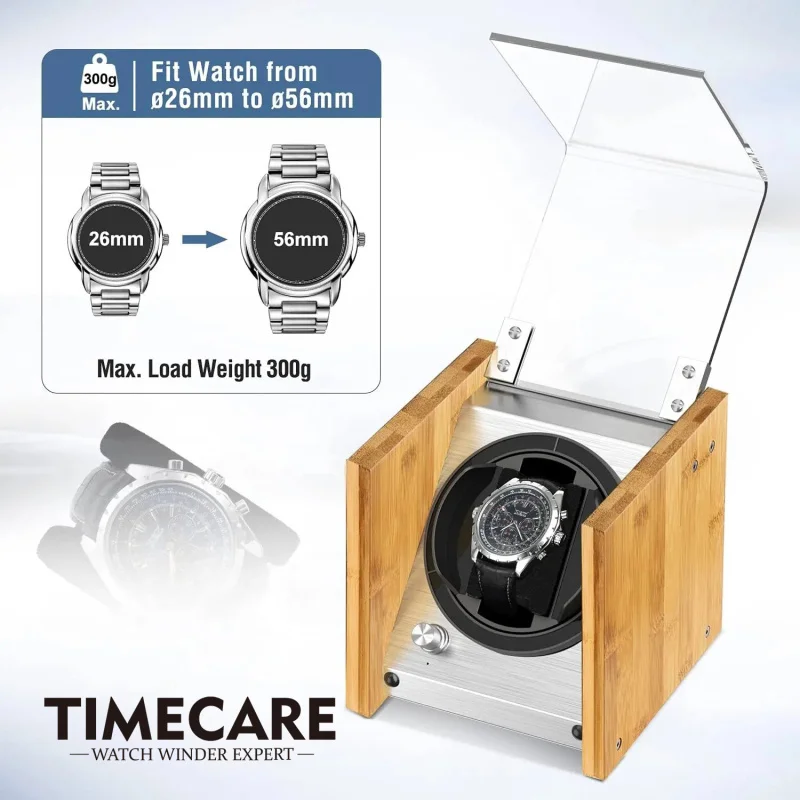 

Battery Powered Bamboo Watch Winder Box Anti-Magnetization TPD Control Mode Modern Watch Winder